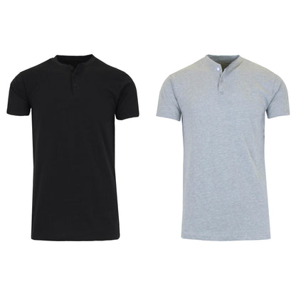 2-Pack: Men's Slim Fitting Short Sleeve Henley Slub Tee DailySale