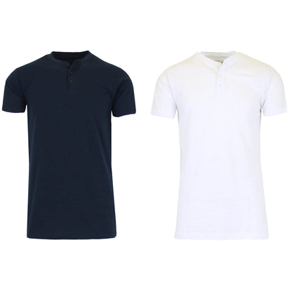 2-Pack: Men's Slim Fitting Short Sleeve Henley Slub Tee DailySale