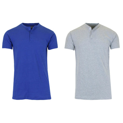 2-Pack: Men's Slim Fitting Short Sleeve Henley Slub Tee DailySale