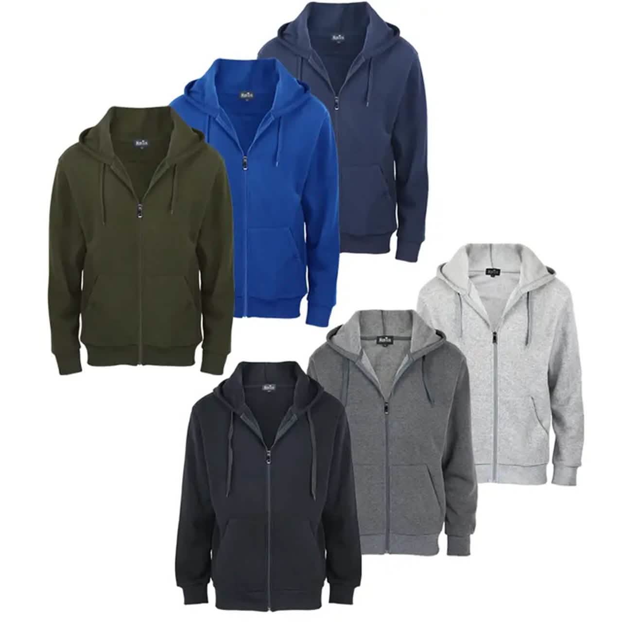 2-Pack: Men's Solid Color Full-Zip Fleece Hoodie, Assorted DailySale