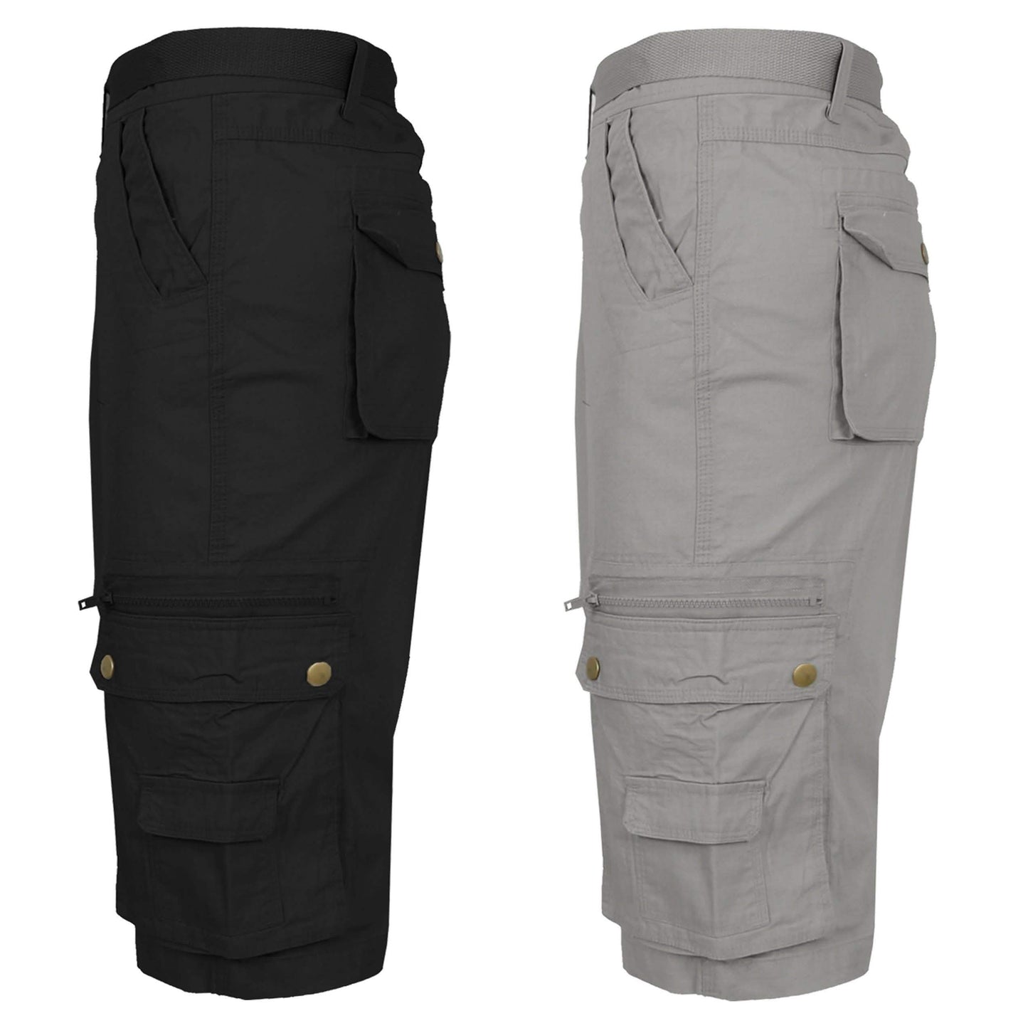 2-Pack: Men's Tactical Extended Size Cotton Cargo Utility Belted Shorts DailySale
