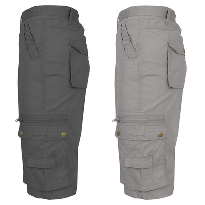 2-Pack: Men's Tactical Extended Size Cotton Cargo Utility Belted Shorts DailySale