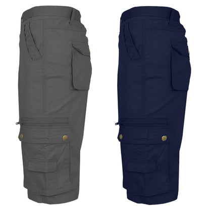 2-Pack: Men's Tactical Extended Size Cotton Cargo Utility Belted Shorts DailySale
