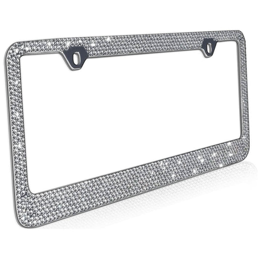 2-Pack: Metal License Plate Frame Bling RhineStones Chrome Swarovski Crystal Diamond DailySale
