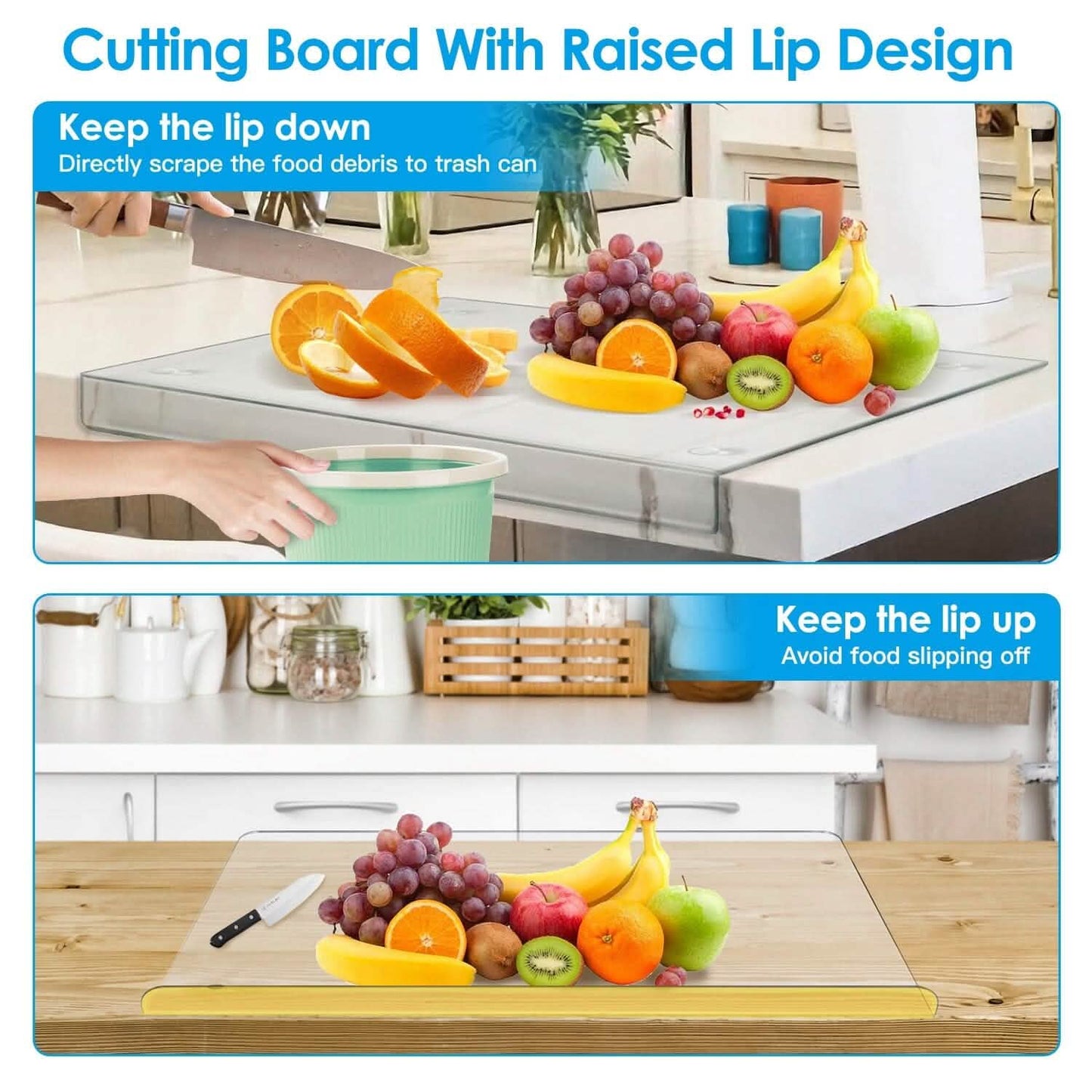 2-Pack: Non-Slip Transparent Countertop Cutting Board Kitchen Countertop Protector DailySale