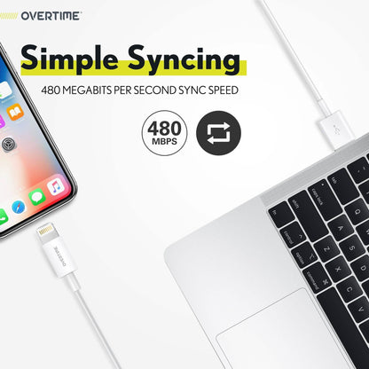 2-Pack: Overtime Apple MFI Certified iPhone Charger Lightning Cable 10 Foot DailySale