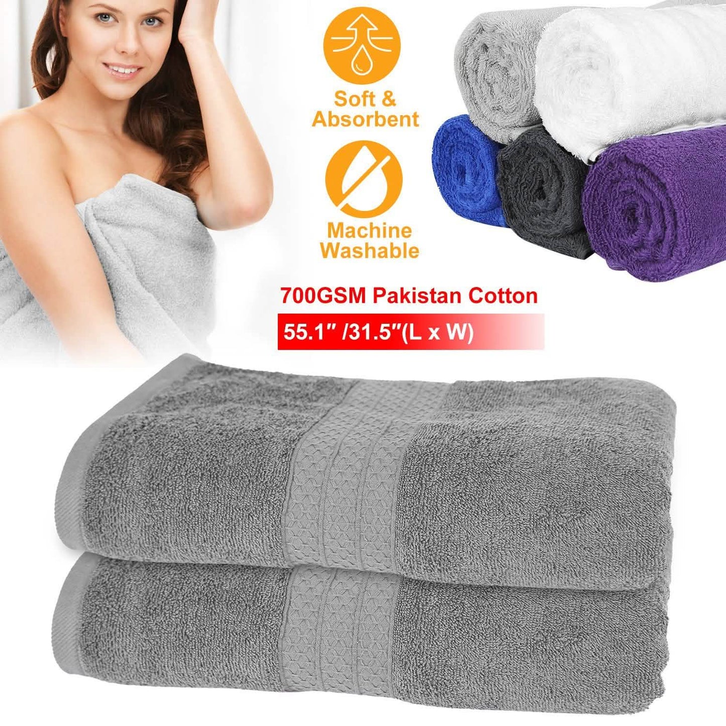 2-Pack: Pakistan Cotton Bath Towel DailySale