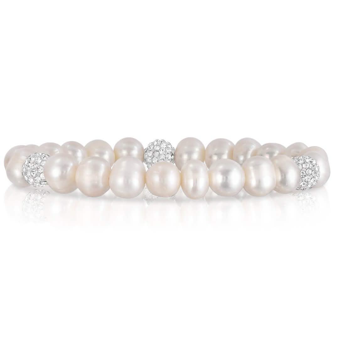 2-Pack: Pearl And Crystal Stretch Bracelet And Studs Set DailySale