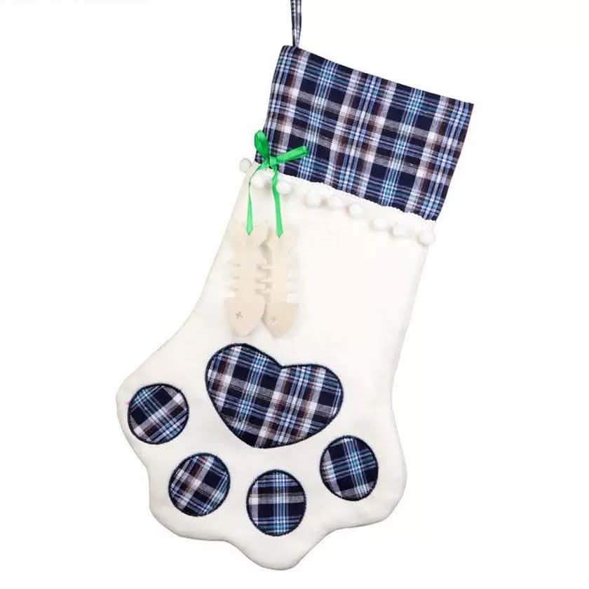 2-Pack: Plaid Christmas Pet Dog Cat Paw Hanging Stocking Socks DailySale