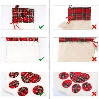 2-Pack: Plaid Christmas Pet Dog Cat Paw Hanging Stocking Socks DailySale