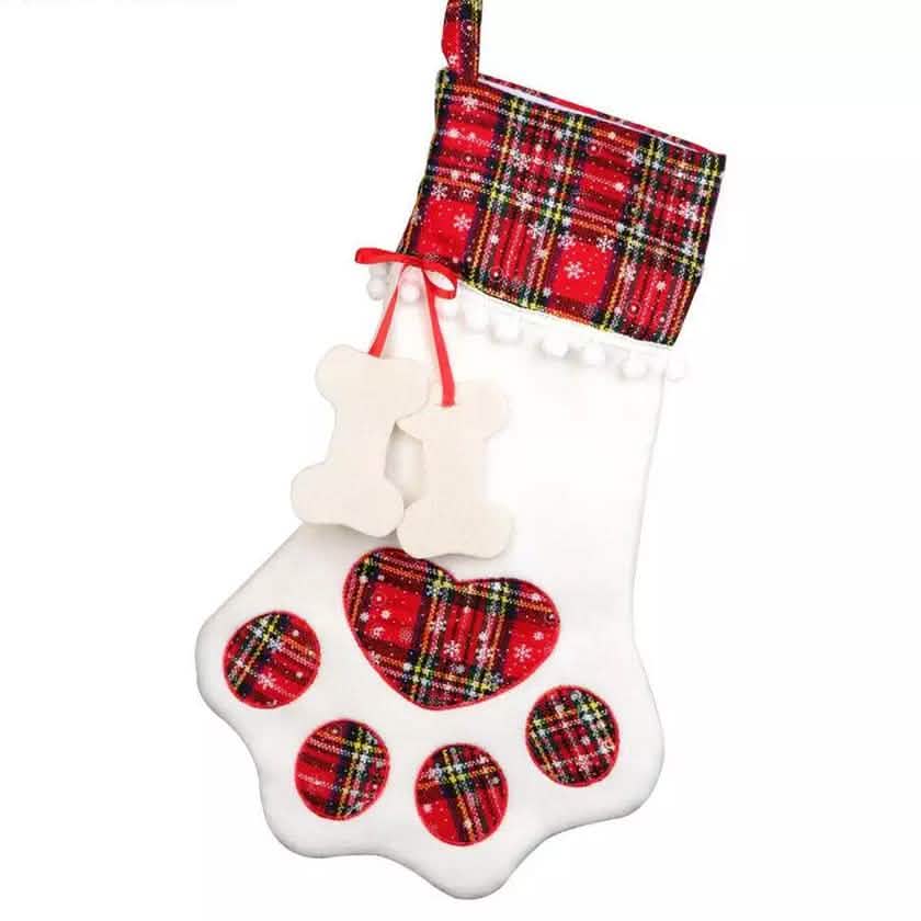 2-Pack: Plaid Christmas Pet Dog Cat Paw Hanging Stocking Socks DailySale