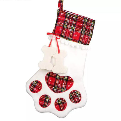 2-Pack: Plaid Christmas Pet Dog Cat Paw Hanging Stocking Socks DailySale