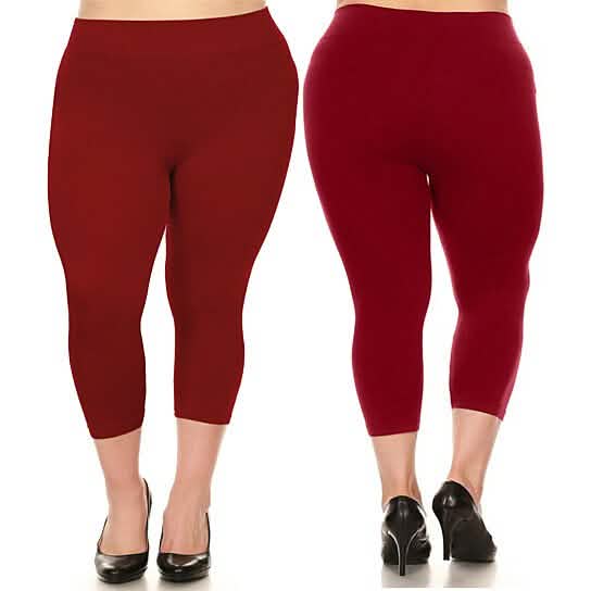 2-Pack: Plus Size Women's Ultra-Soft High Waisted Capri Leggings DailySale