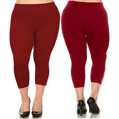 2-Pack: Plus Size Women's Ultra-Soft High Waisted Capri Leggings DailySale