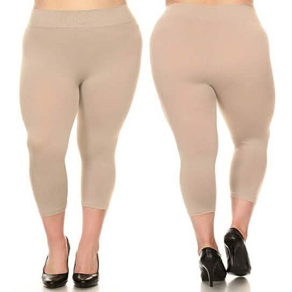 2-Pack: Plus Size Women's Ultra-Soft High Waisted Capri Leggings DailySale