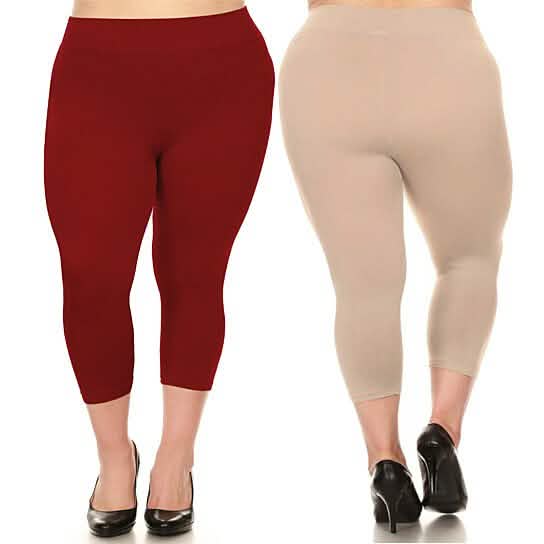 2-Pack: Plus Size Women's Ultra-Soft High Waisted Capri Leggings DailySale