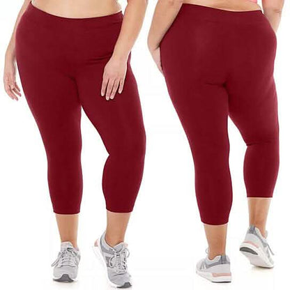 2-Pack: Plus Size Women's Ultra-Soft High Waisted Capri Leggings DailySale