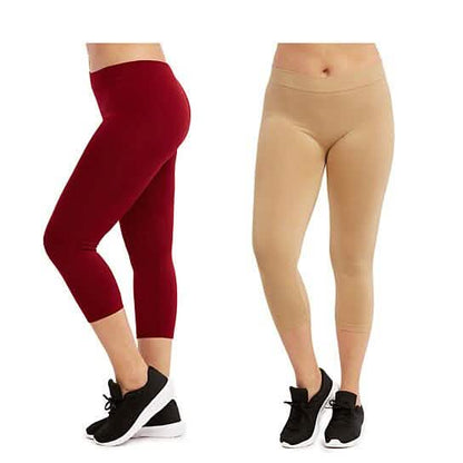 2-Pack: Plus Size Women's Ultra-Soft High Waisted Capri Leggings DailySale