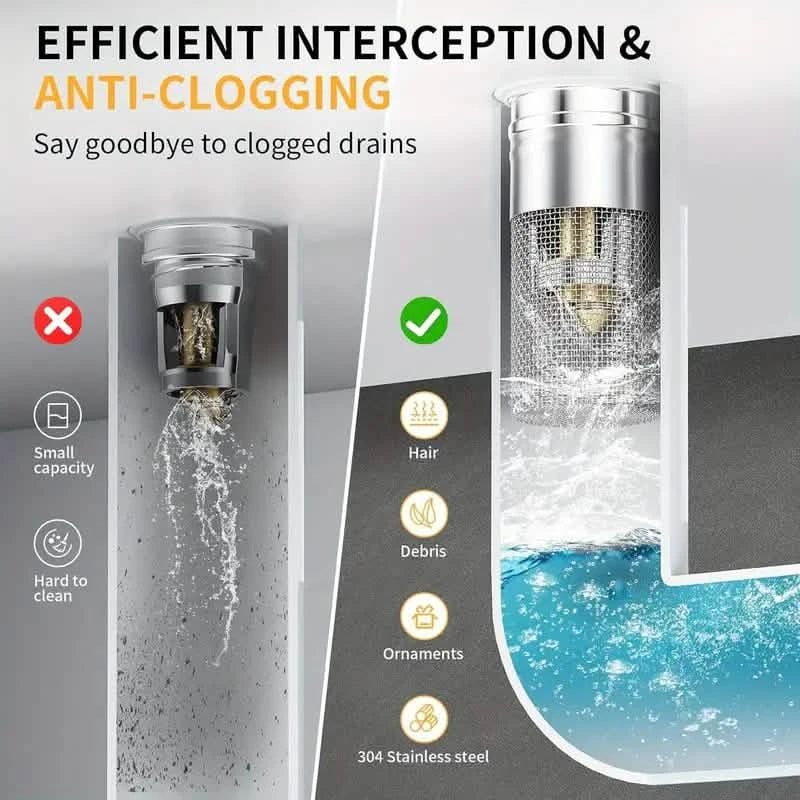 2-Pack: Pop-Up Bathroom Sink Stopper with Stainless Steel Drain Filter and Hair Catcher DailySale