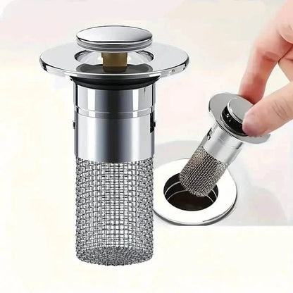 2-Pack: Pop-Up Bathroom Sink Stopper with Stainless Steel Drain Filter and Hair Catcher DailySale