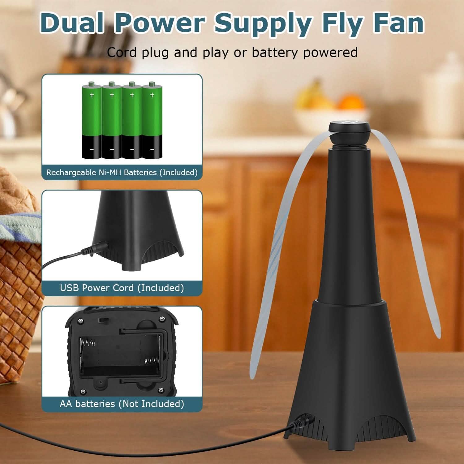 2-Pack: Portable Reflective Fly Repellent Fan Rechargeable Battery Powered DailySale