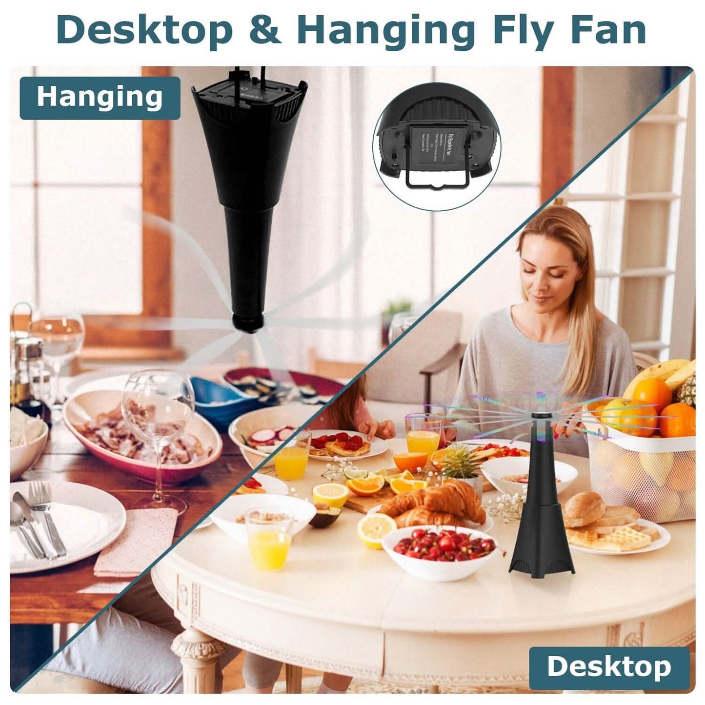 2-Pack: Portable Reflective Fly Repellent Fan Rechargeable Battery Powered DailySale