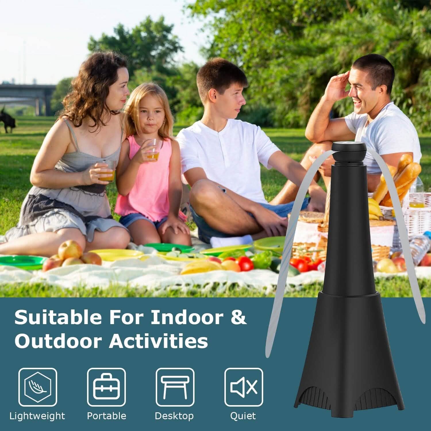 2-Pack: Portable Reflective Fly Repellent Fan Rechargeable Battery Powered DailySale