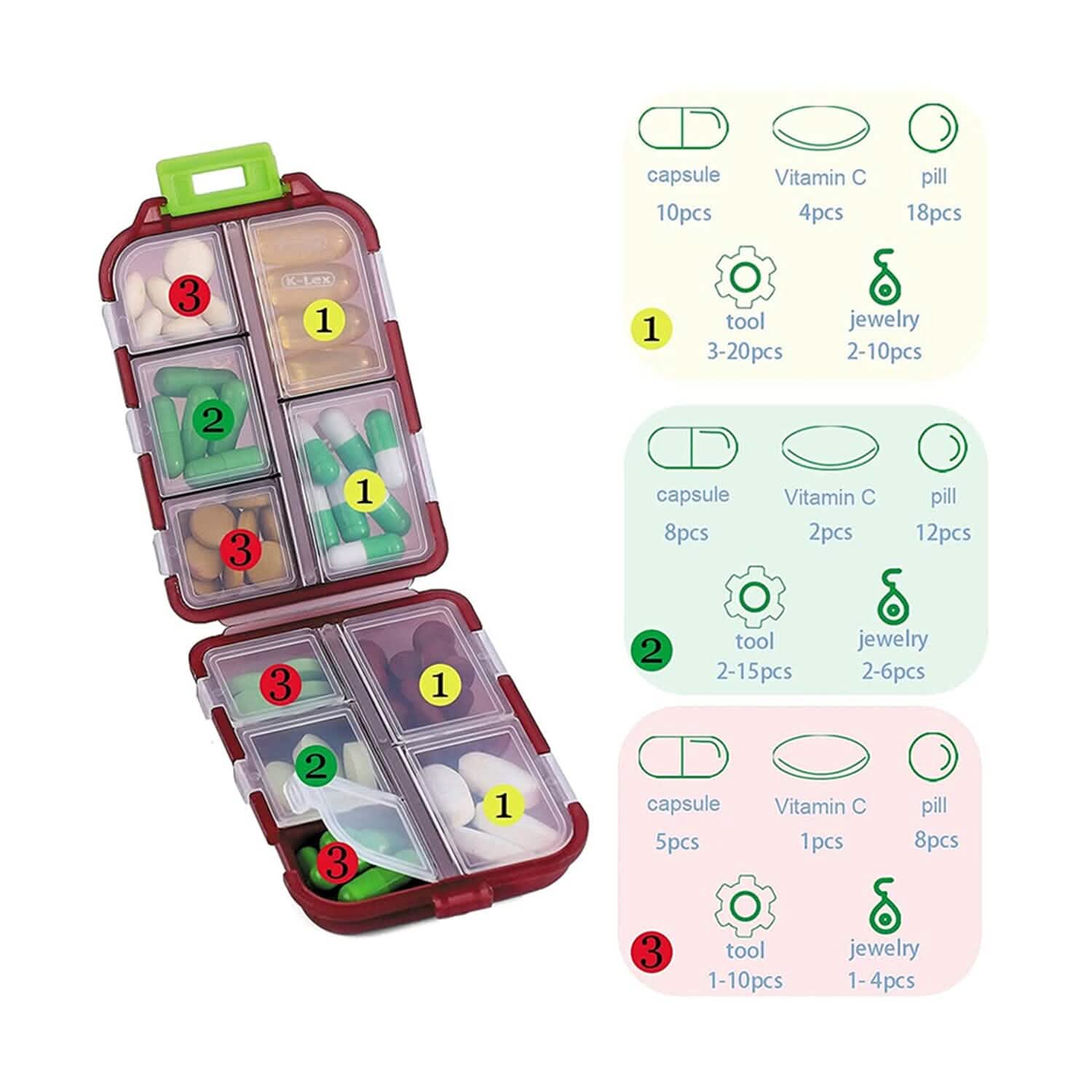 2-Pack: Portable Weekly Travel Pill Organizer Case DailySale