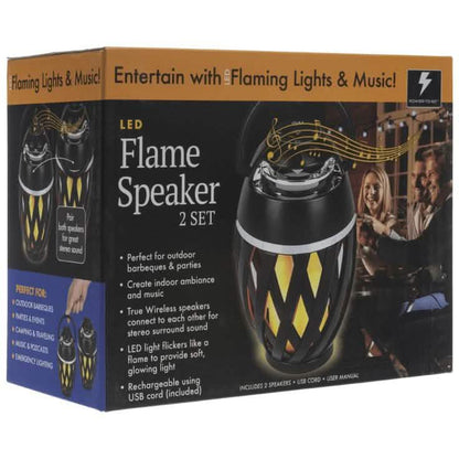 2-Pack: Power-To-Go True Wireless Stereo Lantern Flame Speakers DailySale