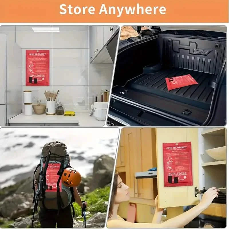 2-Pack: Premium Fiberglass Fire Blankets - Heat-Resistant, Compact and Reusable DailySale