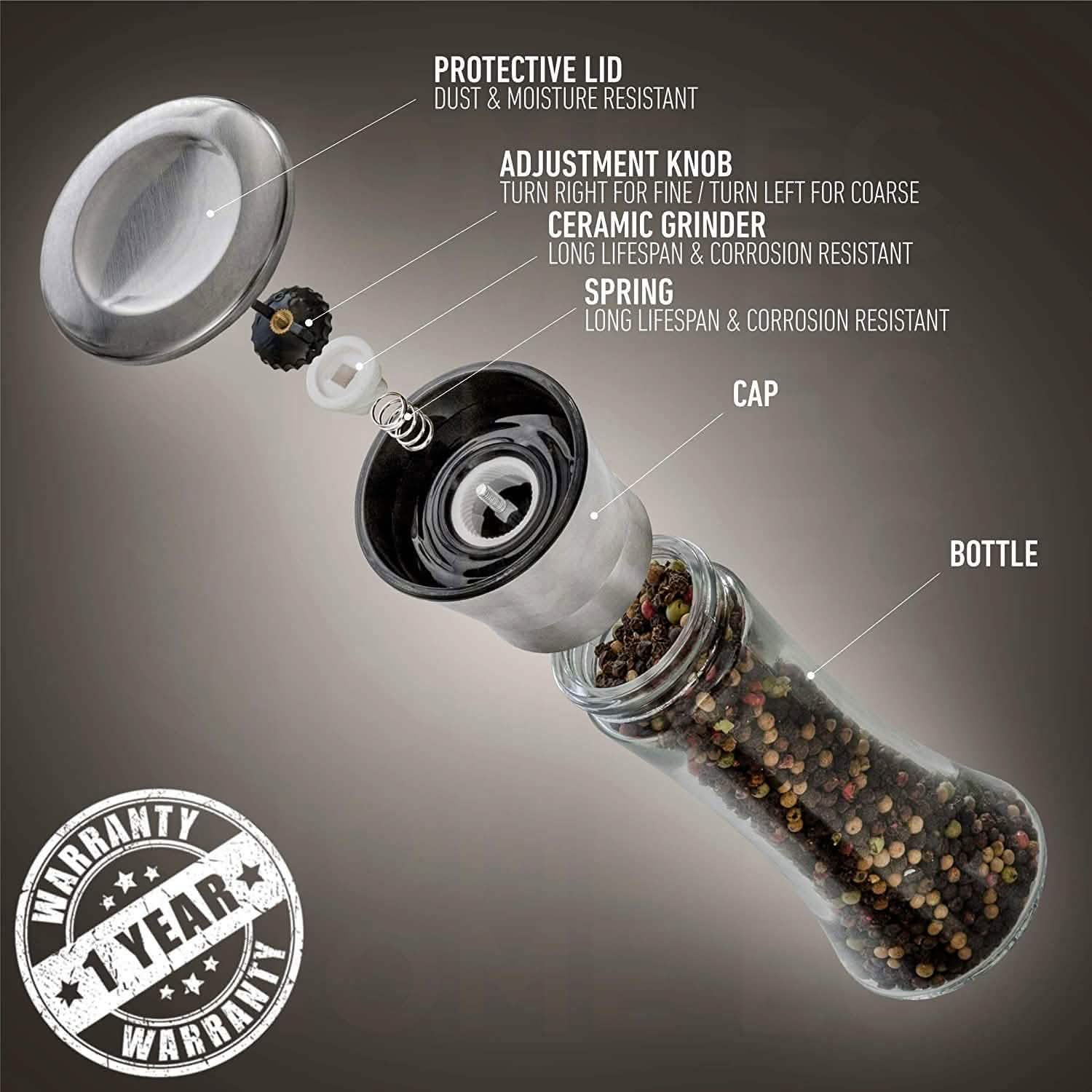 2-Pack: Premium Stainless Steel Salt and Pepper Grinder DailySale