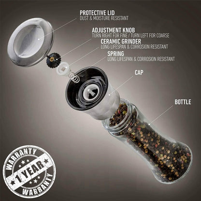 2-Pack: Premium Stainless Steel Salt and Pepper Grinder DailySale
