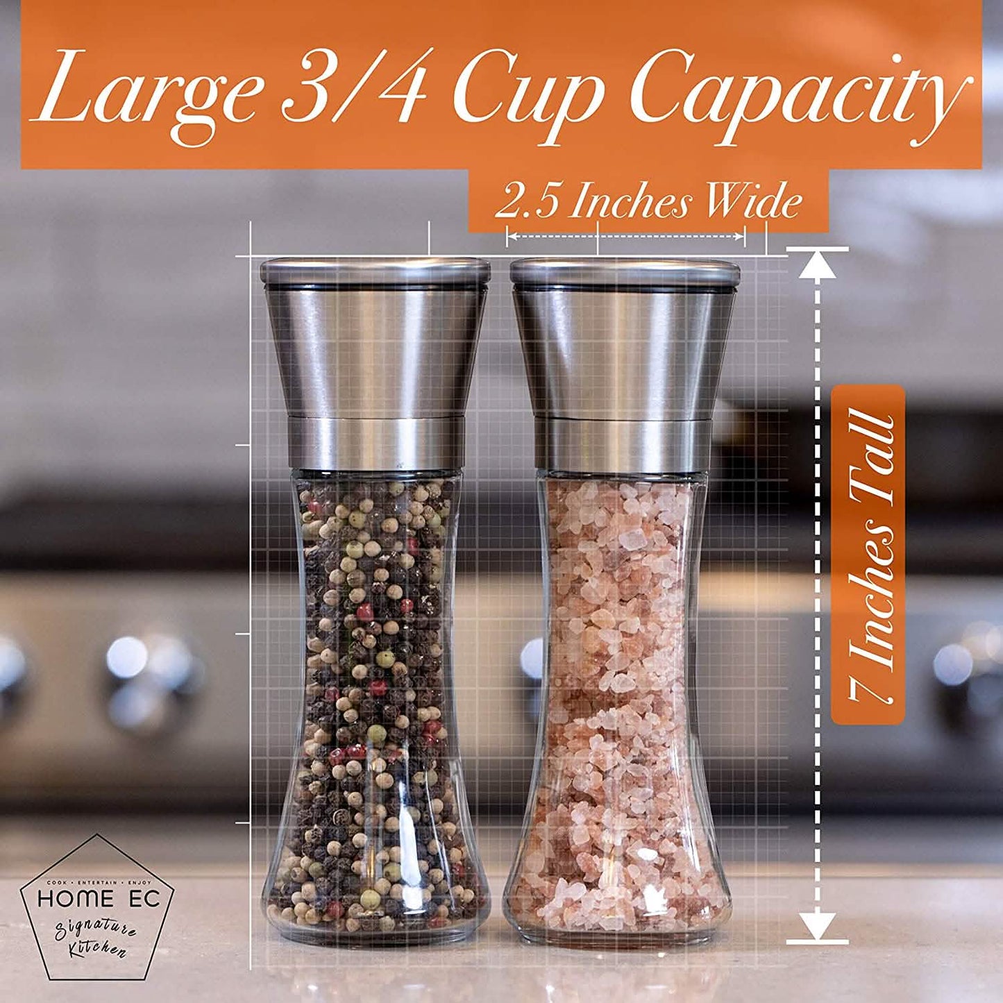 2-Pack: Premium Stainless Steel Salt and Pepper Grinder DailySale