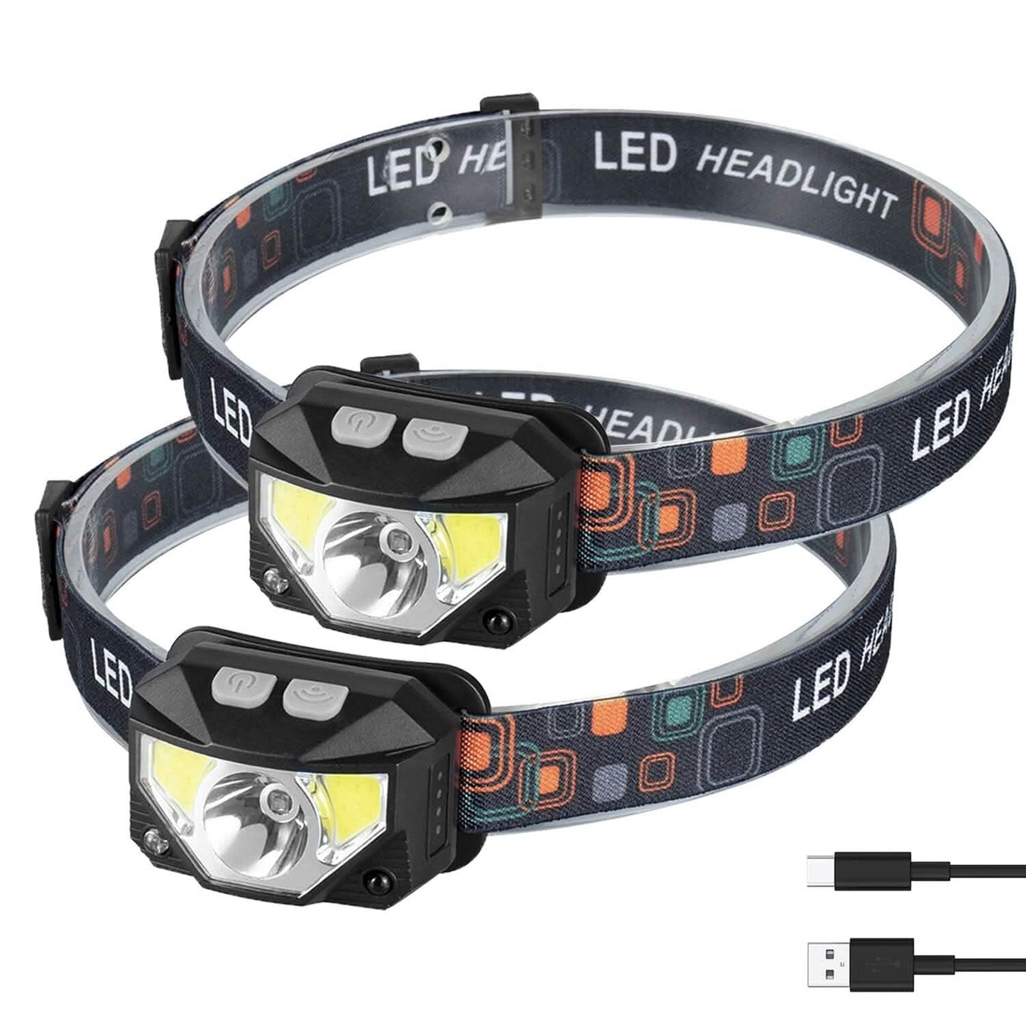 2-Pack: Rechargeable Motion Sensor Headlamp 6 Light Modes Headlight DailySale