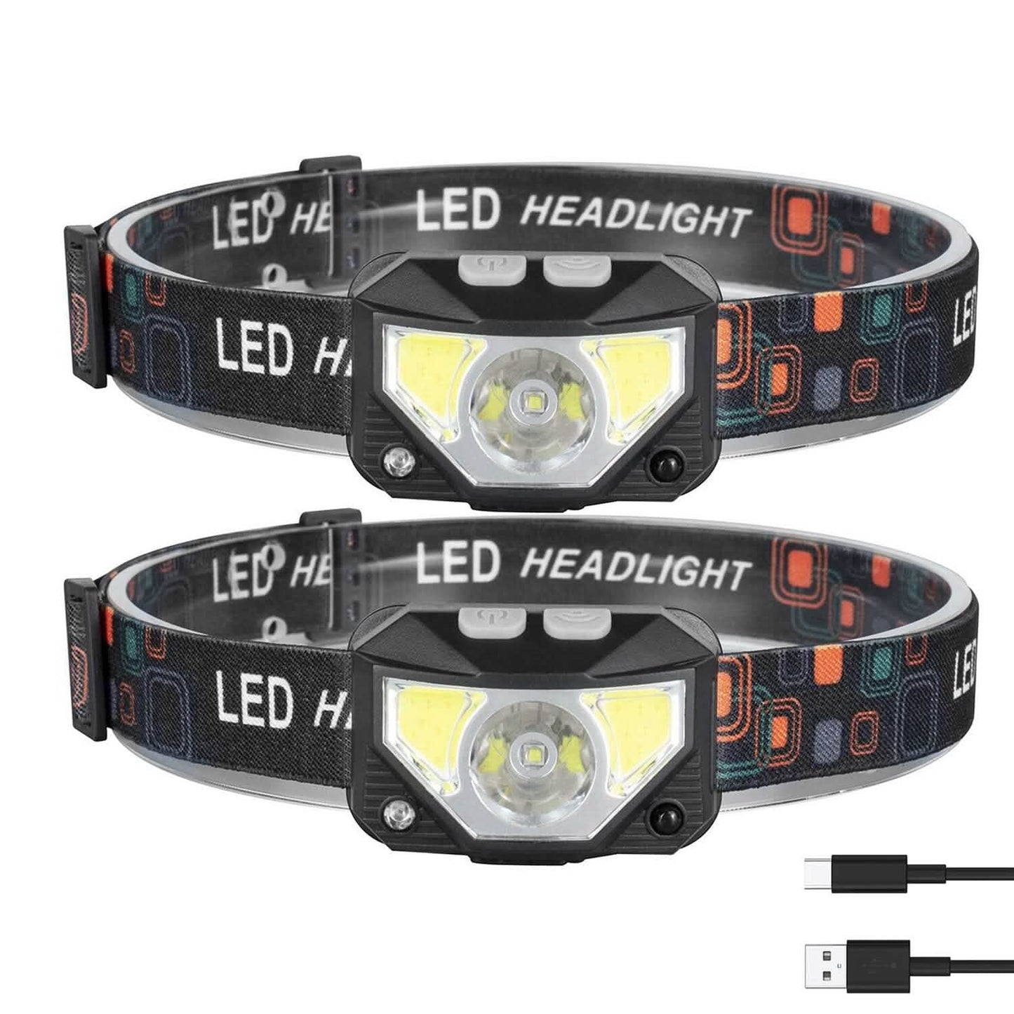 2-Pack: Rechargeable Motion Sensor Headlamp 6 Light Modes Headlight DailySale