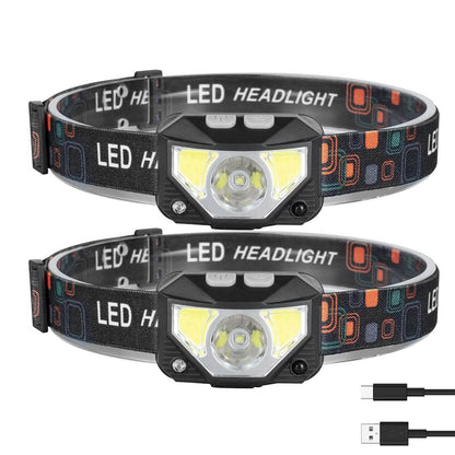 2-Pack: Rechargeable Motion Sensor Headlamp 6 Light Modes Headlight DailySale