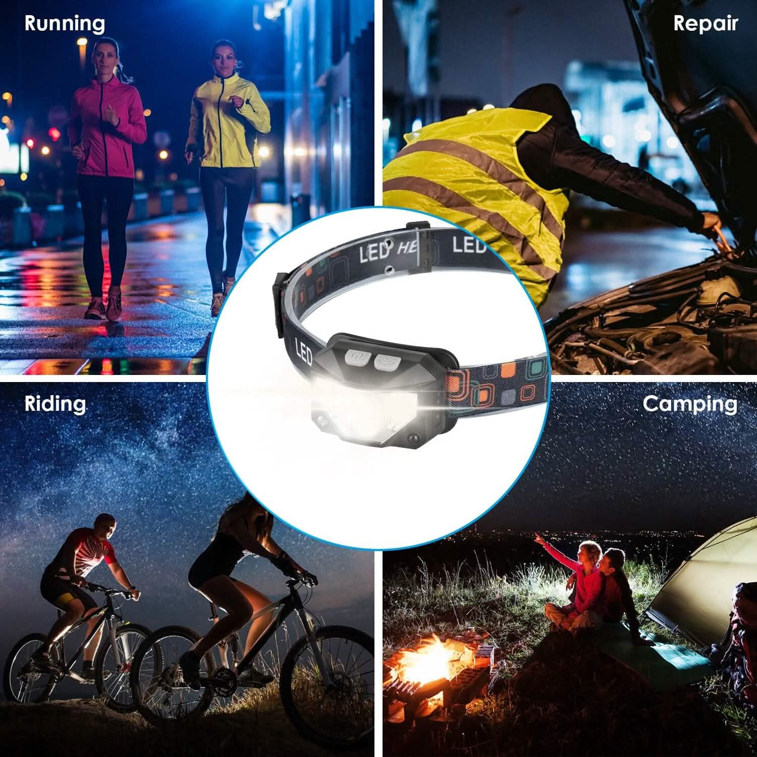 2-Pack: Rechargeable Motion Sensor Headlamp 6 Light Modes Headlight DailySale