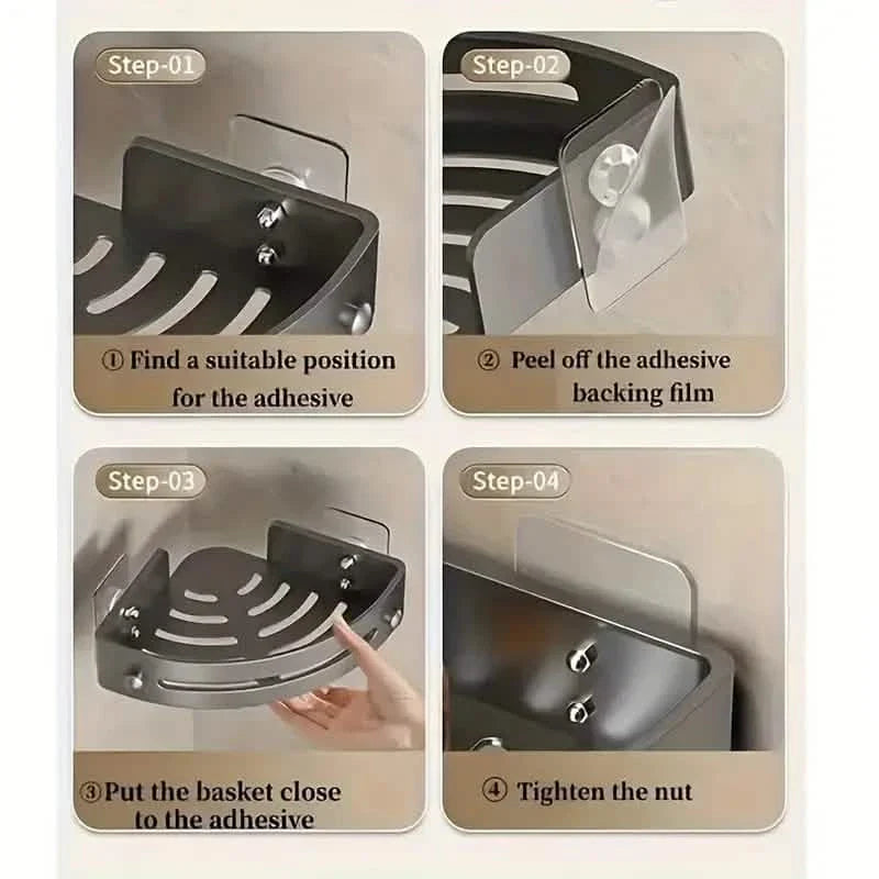 2-Tier: Rustproof Corner Shower Caddy, Adhesive Wall Mounted Shower Shelves No Drilling DailySale