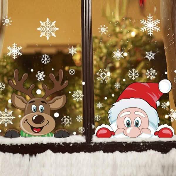2-Pack: Santa Claus Elk Shop Hotel Christmas Window Double Sided Glass Sticker DailySale
