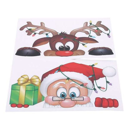 2-Pack: Santa Claus Elk Shop Hotel Christmas Window Double Sided Glass Sticker DailySale