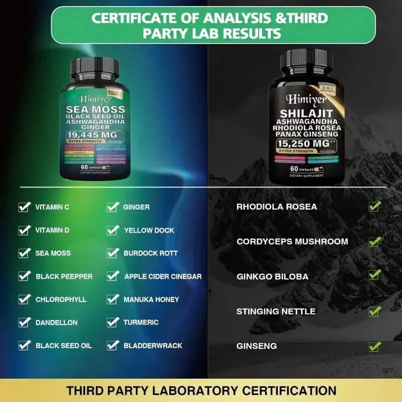 2-Pack: Shilajit + Sea Moss High Potency Vitality Combo DailySale
