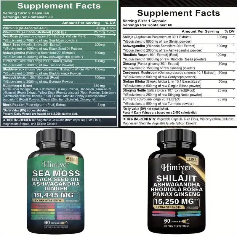 2-Pack: Shilajit + Sea Moss High Potency Vitality Combo DailySale