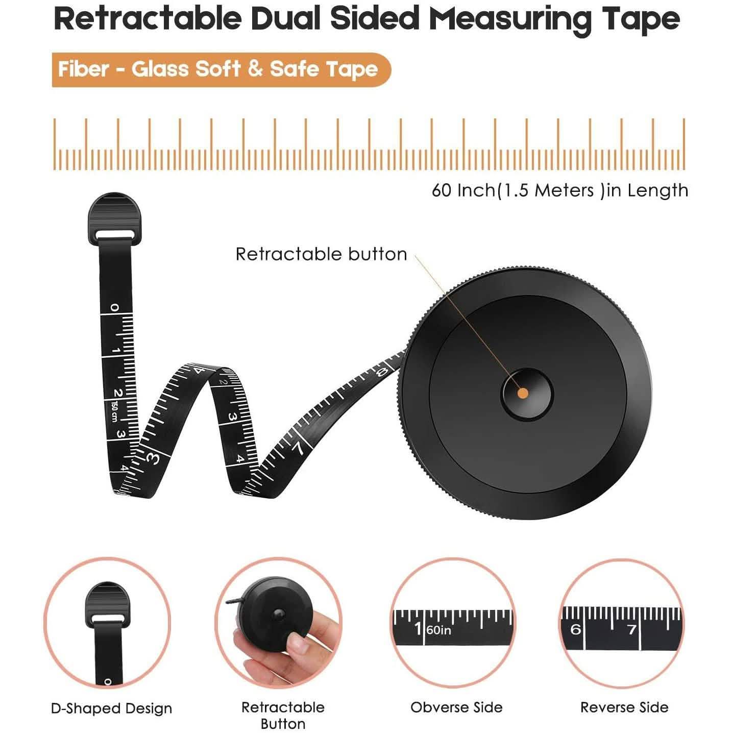 2-Pack: Soft Fashion Pink and Retractable Black Measuring Tape Set DailySale