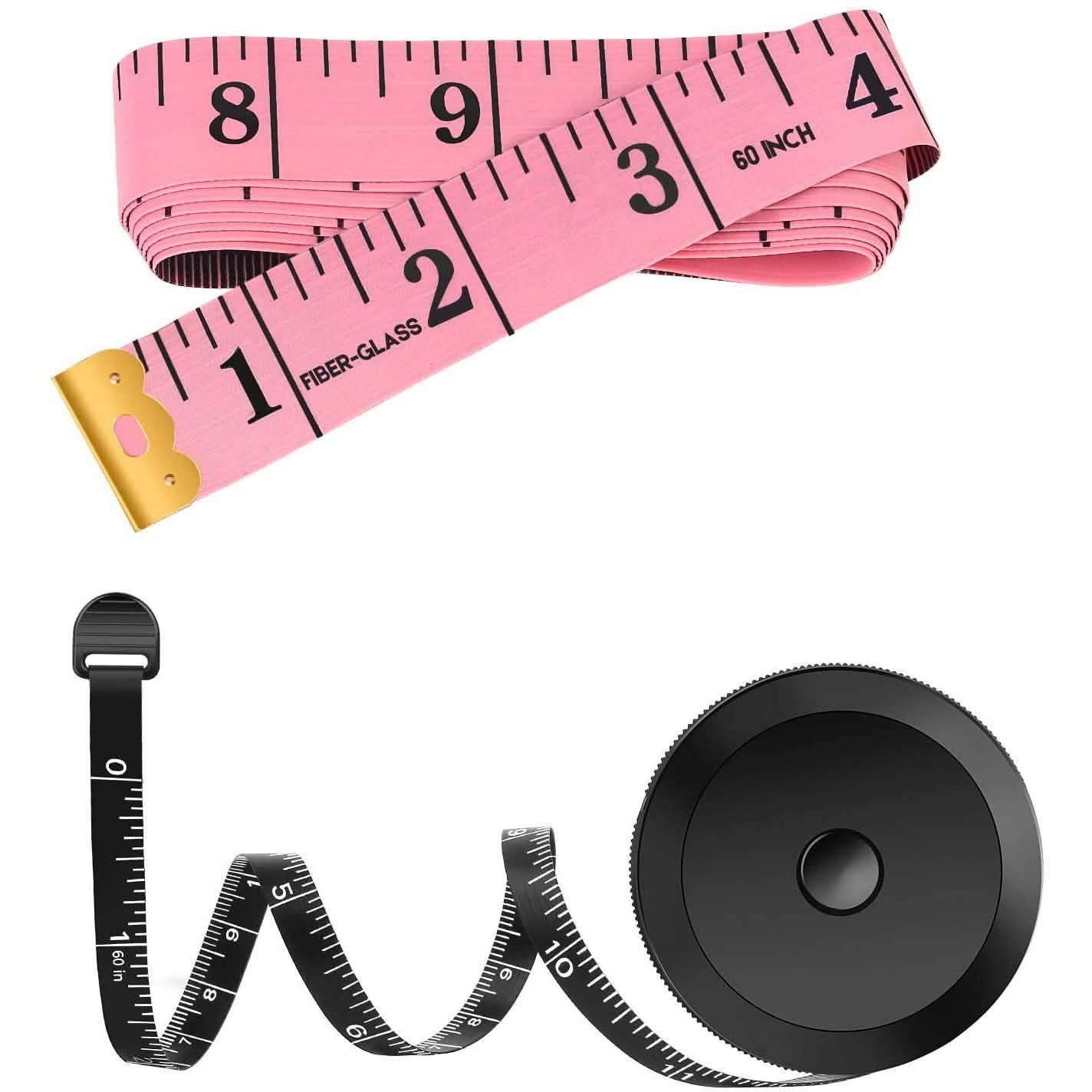 2-Pack: Soft Fashion Pink and Retractable Black Measuring Tape Set DailySale