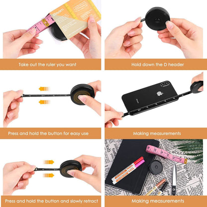 2-Pack: Soft Fashion Pink and Retractable Black Measuring Tape Set DailySale