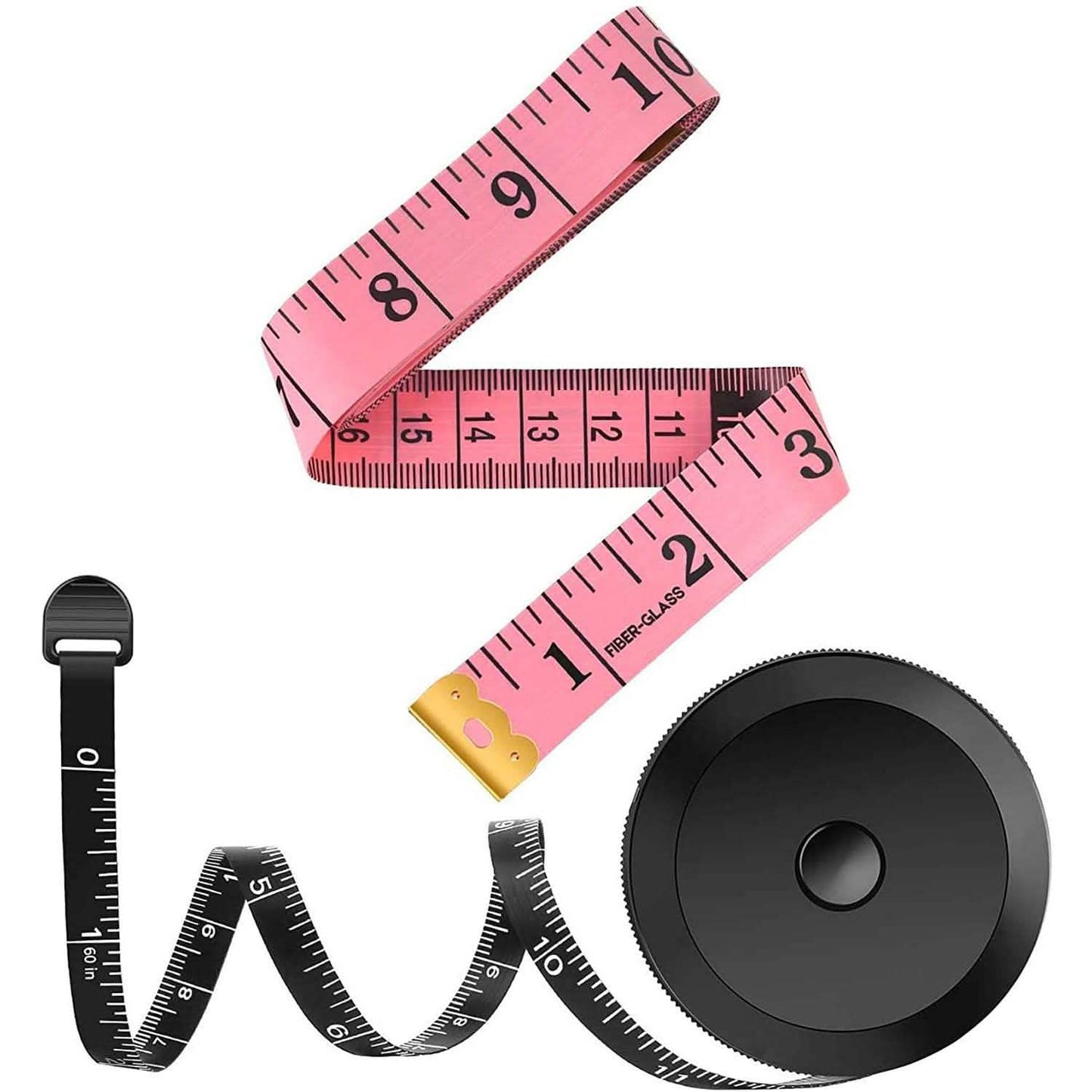 2-Pack: Soft Fashion Pink and Retractable Black Measuring Tape Set DailySale
