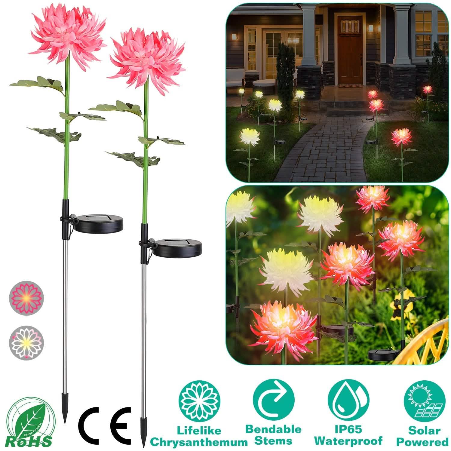 2-Pack: Solar LED Chrysanthemum Lights DailySale