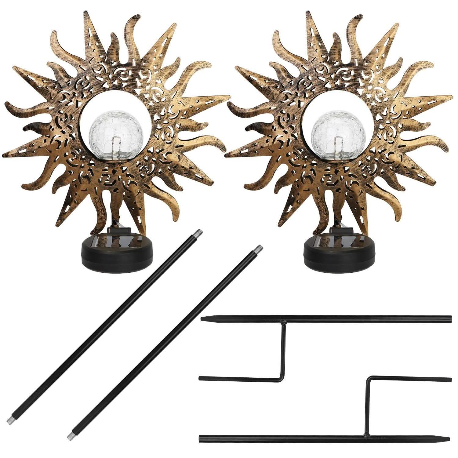 2-Pack: Solar Powered Glass Globe Stake Lamp DailySale