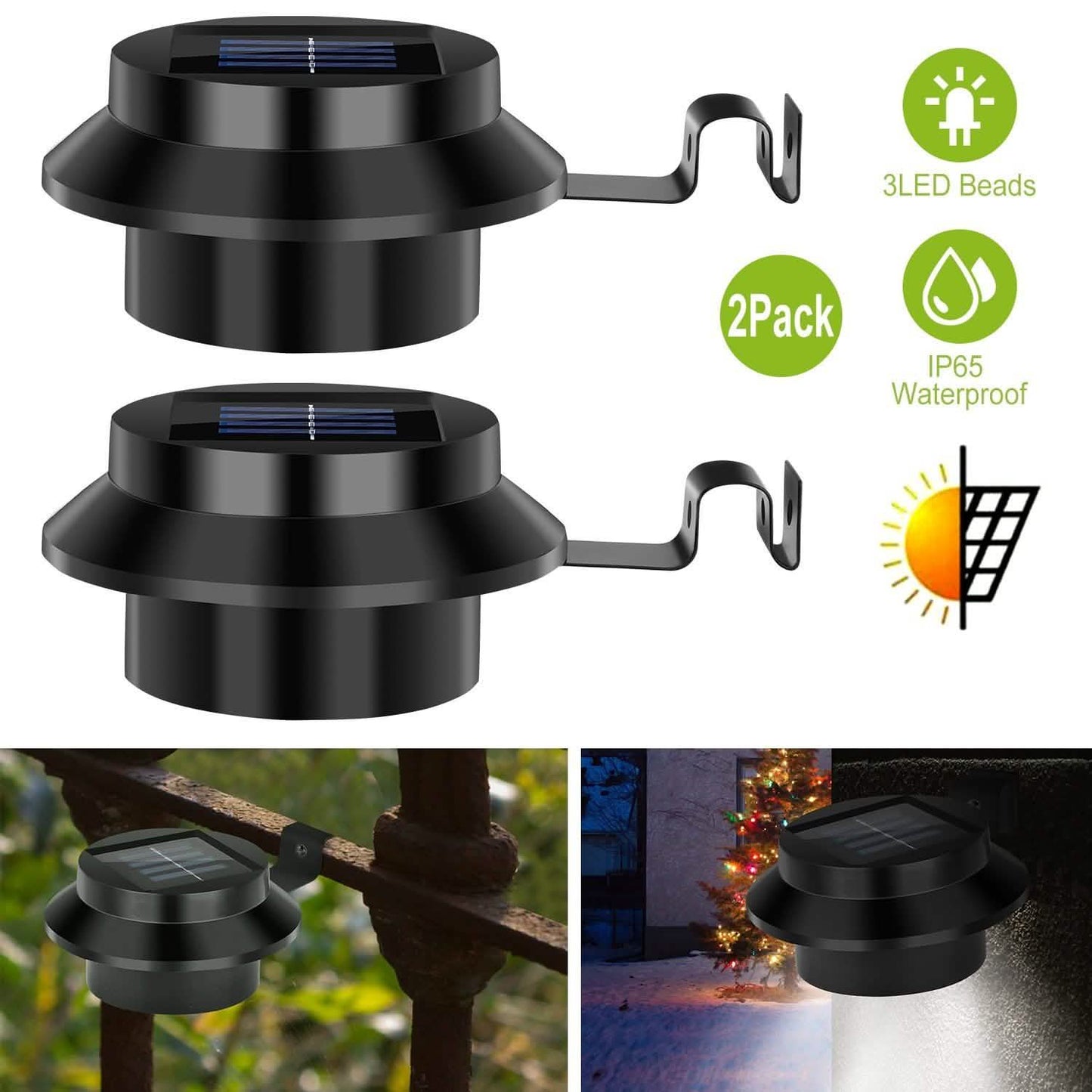 2-Pack: Solar Powered Gutter Lights DailySale