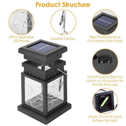 2-Pack: Solar Powered Hanging Lights 30 LED Beads DailySale